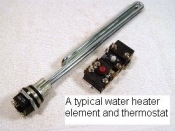 A new water heater heating element and thermostat