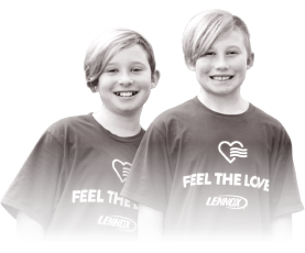 Kids Two kids wearing Feel The Love t-shirts