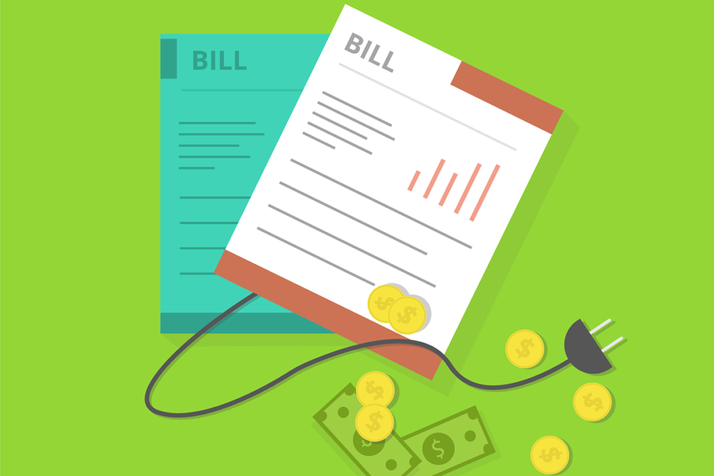 An illustration of an energy cord coming out of an energy bill